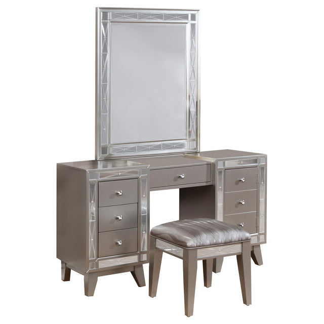 Leighton Collection Leighton 3-Piece Vanity Set Metallic Platinum 204927-Set - Ella Furniture