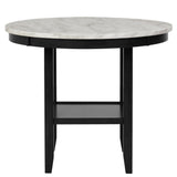 Lennon White Solid Wood Marble Top Round Counter Height Dining Room Set - Ella Furniture