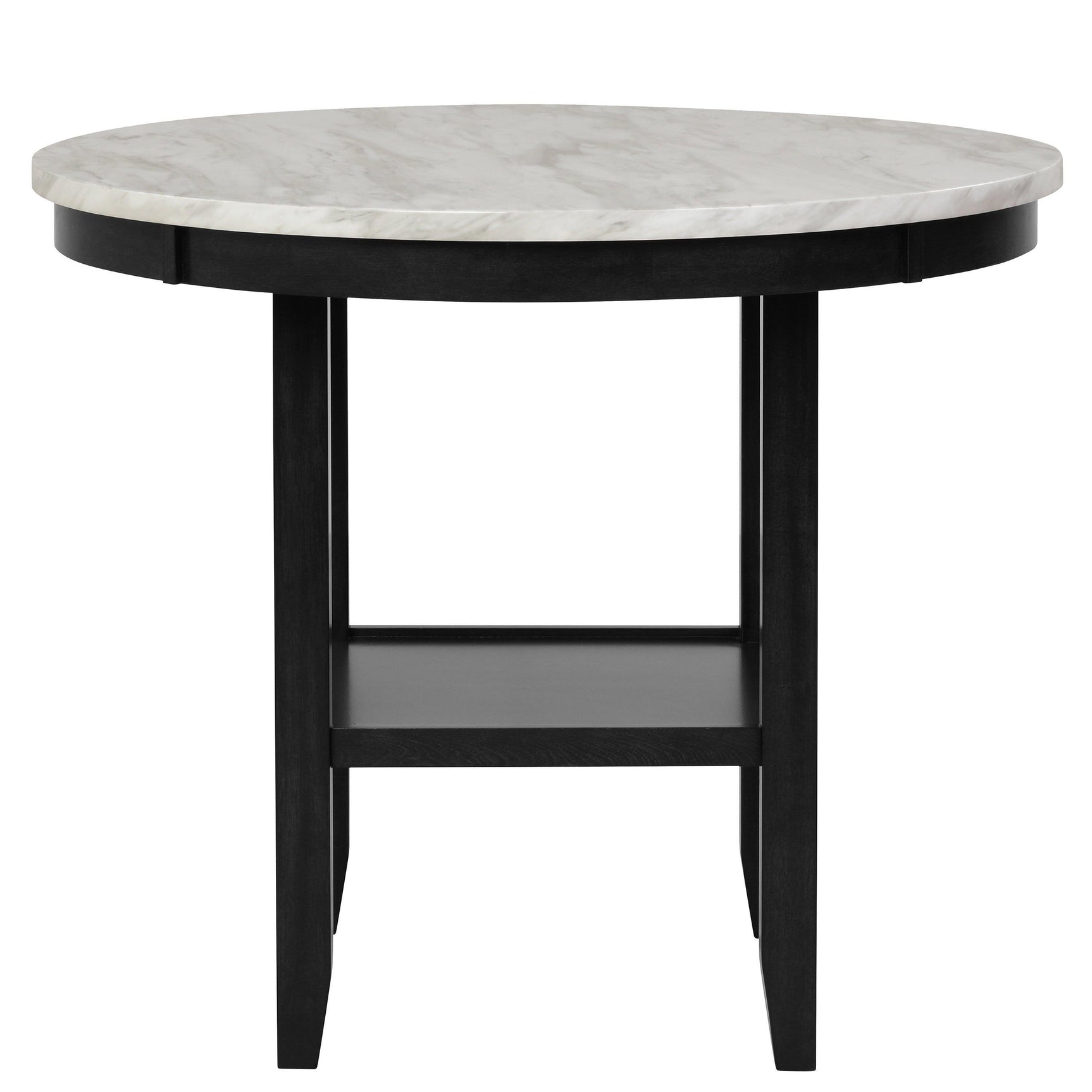 Lennon White Solid Wood Marble Top Round Counter Height Dining Room Set - Ella Furniture
