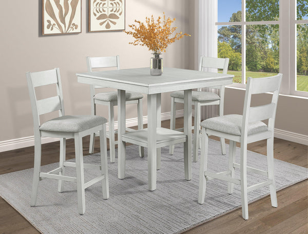 Lester Driftwood Modern Solid Wood And Veneers Counter Height Dining Room Set - Ella Furniture