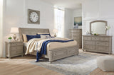 Lettner Light Gray Sleigh 2 Storage Bedroom Set - Ella Furniture