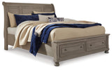 Lettner Light Gray Sleigh 2 Storage Bedroom Set - Ella Furniture