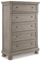 Lettner Light Gray Sleigh 2 Storage Bedroom Set - Ella Furniture