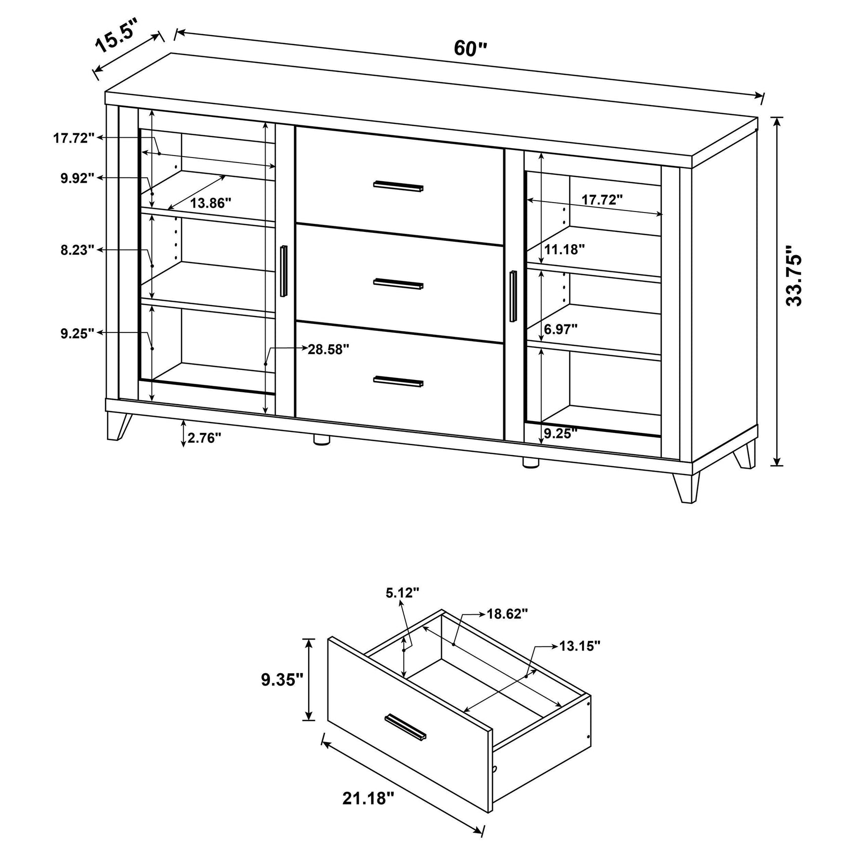 LEWES Lewes 4-piece 60" TV Entertainment Center Cappuccino 700881-S4 - Ella Furniture