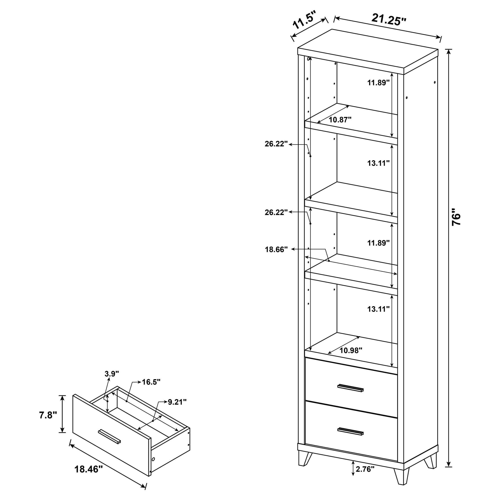 LEWES Lewes 4-piece 60" TV Entertainment Center Cappuccino 700881-S4 - Ella Furniture