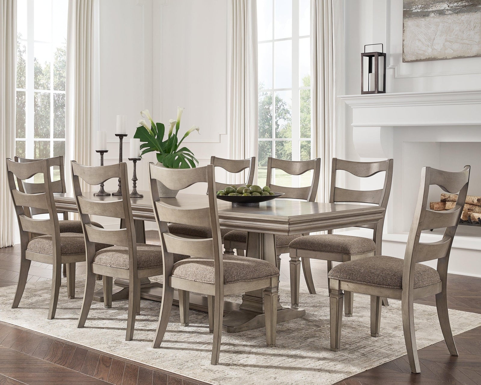 Lexorne Gray Rectangular Dining Room Set - Ella Furniture