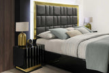 Lila Black Gold Upholstered Bedroom Set - Ella Furniture