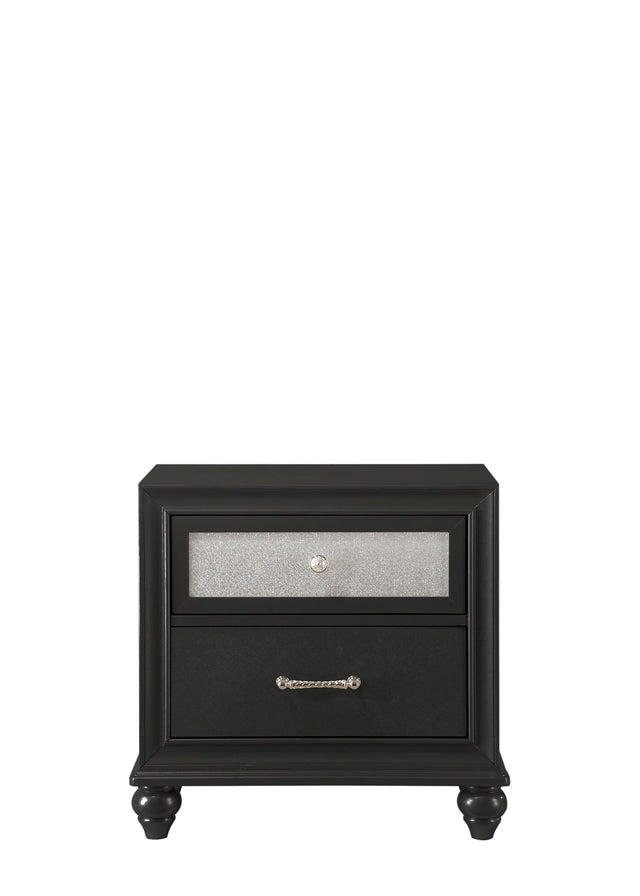 Lila Black Modern Contemporary Solid Wood 2-Drawers Nightstand - Ella Furniture