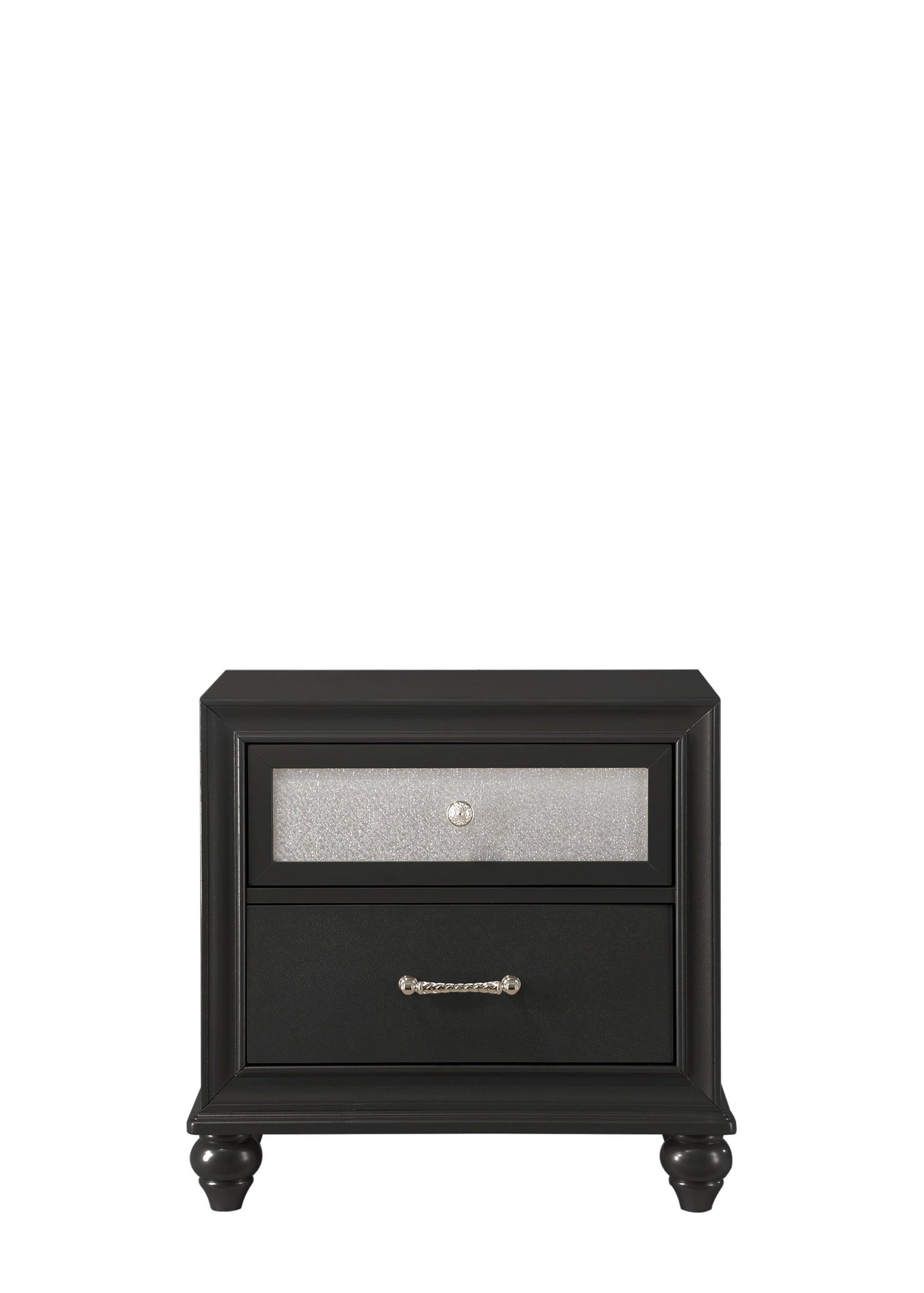 Lila Black Modern Contemporary Solid Wood 2-Drawers Nightstand - Ella Furniture