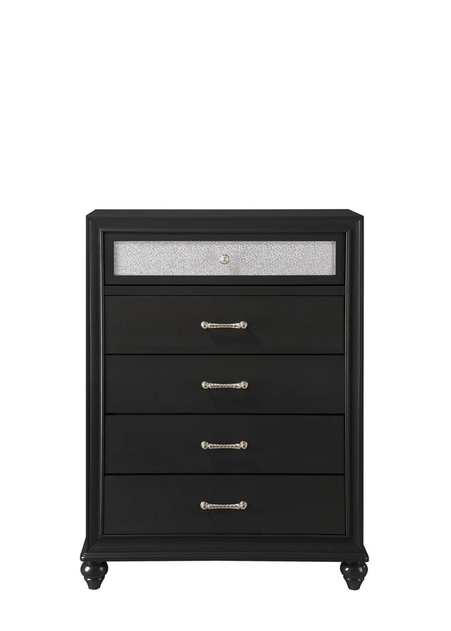 Lila Black Modern Contemporary Solid Wood 5-Drawers Chest - Ella Furniture