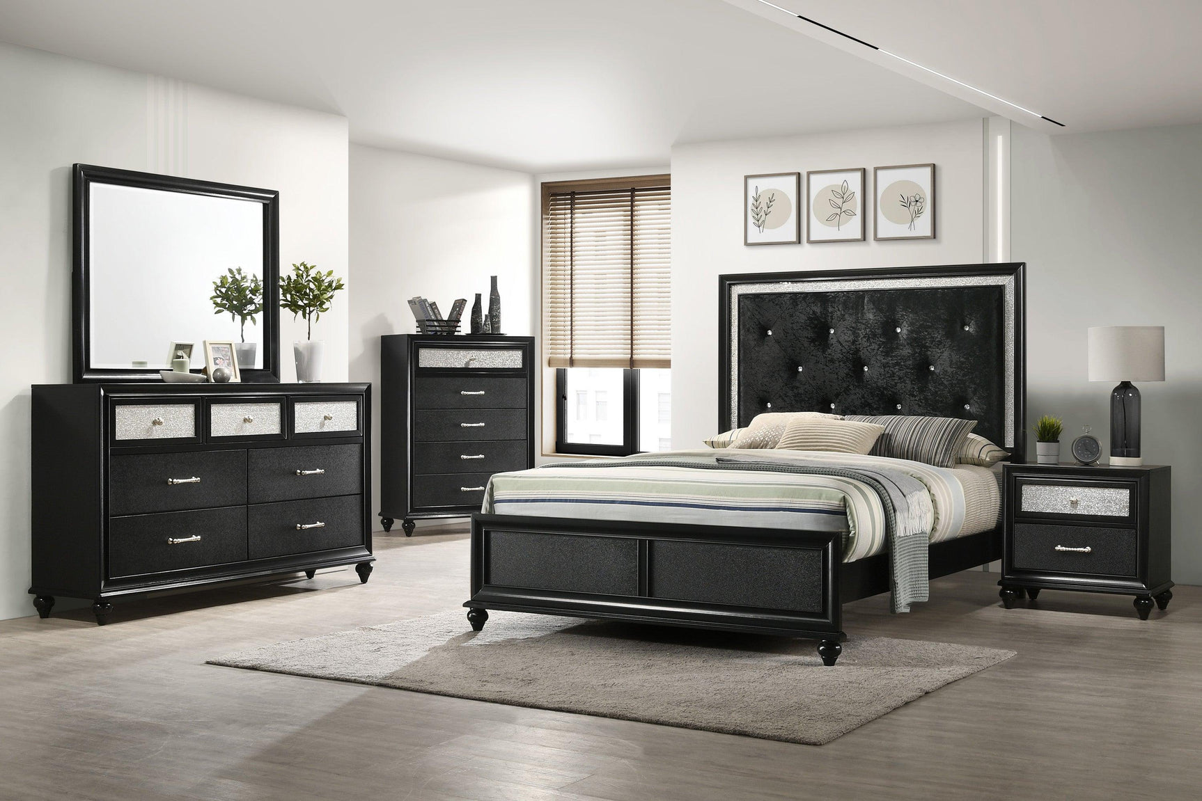 Lila Black Modern Contemporary Solid Wood 7-Drawers Dresser - Ella Furniture