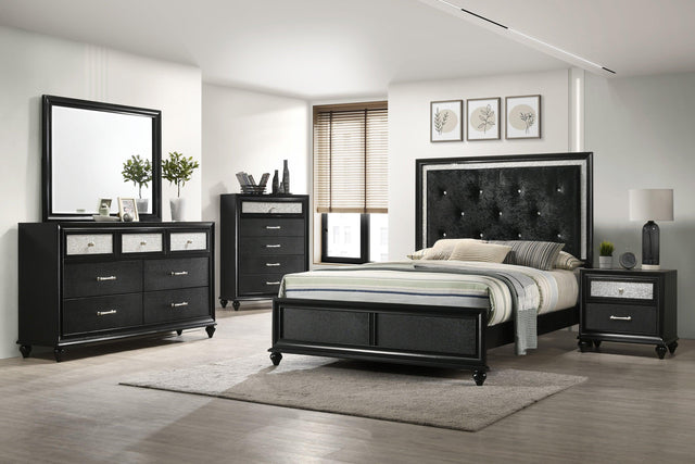 Lila Black Modern Contemporary Solid Wood Velvet Upholstered Tufted Full Bed - Ella Furniture