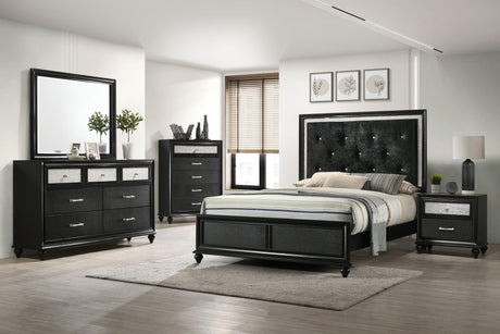 Lila Black Modern Contemporary Solid Wood Velvet Upholstered Tufted Queen Bed - Ella Furniture