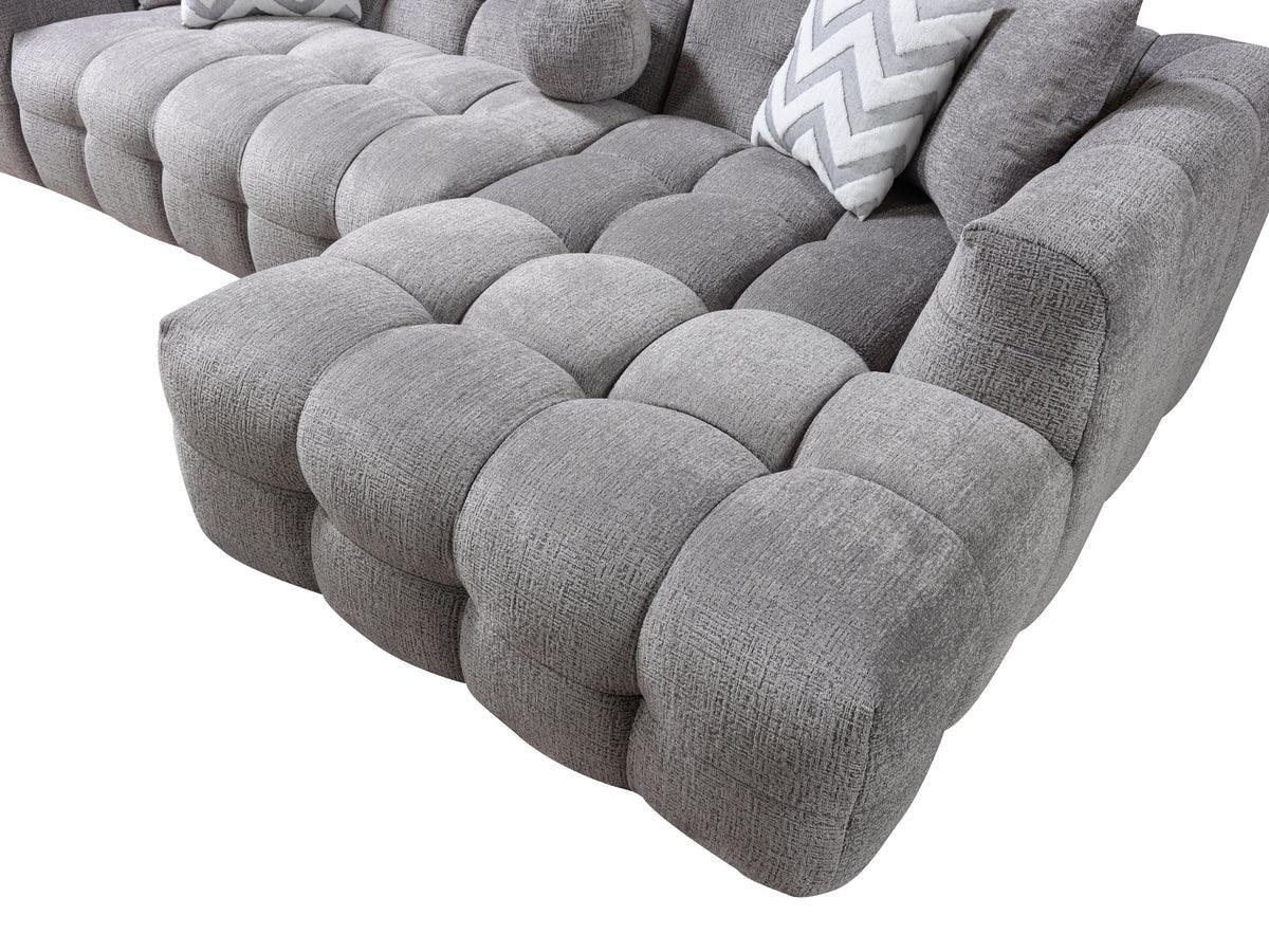 Lili Gray Boucle Raf Sectional - Ella Furniture