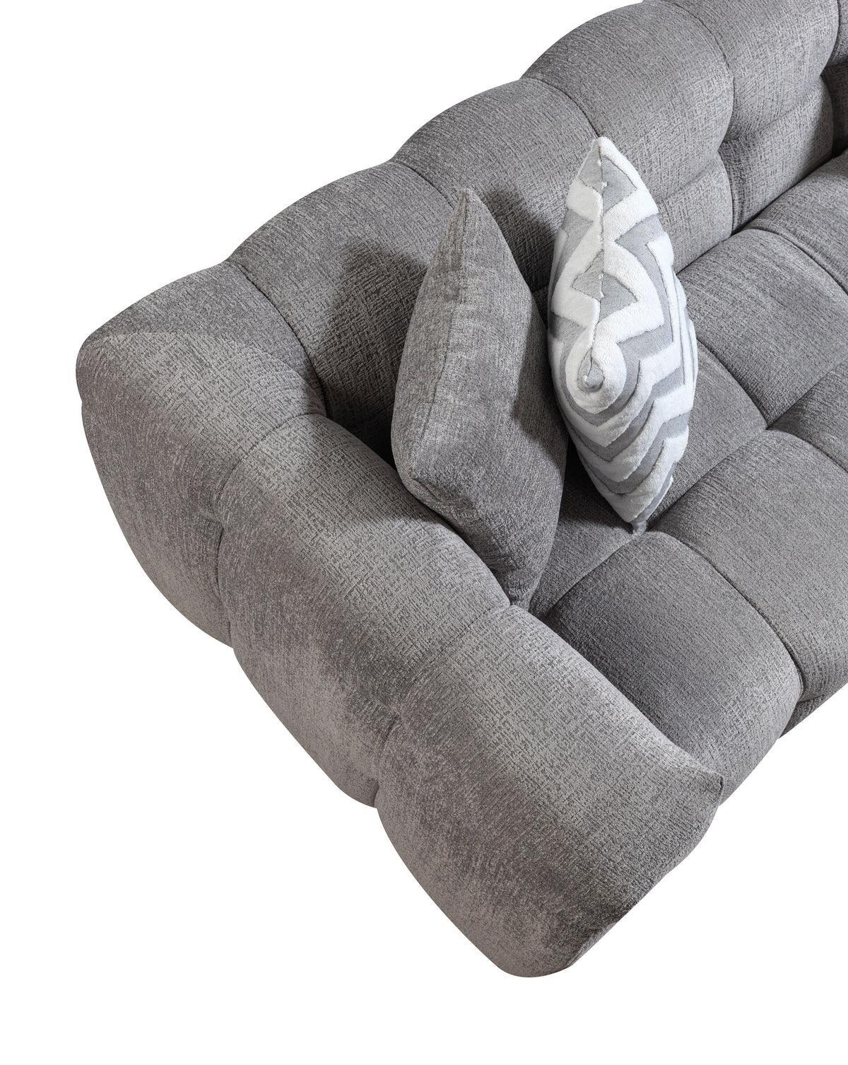Lili Gray Boucle Raf Sectional - Ella Furniture
