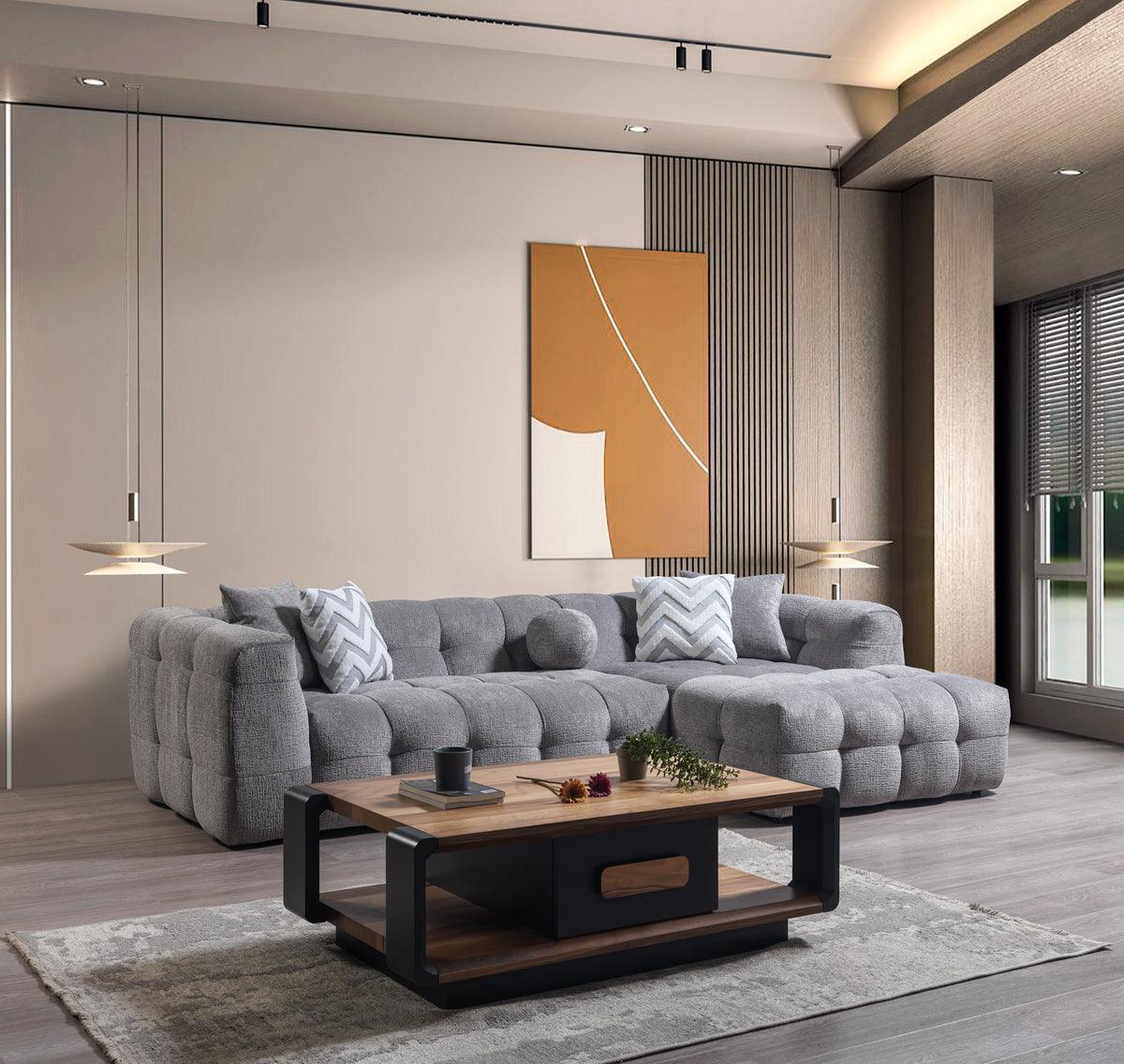 Lili Gray Boucle Raf Sectional - Ella Furniture