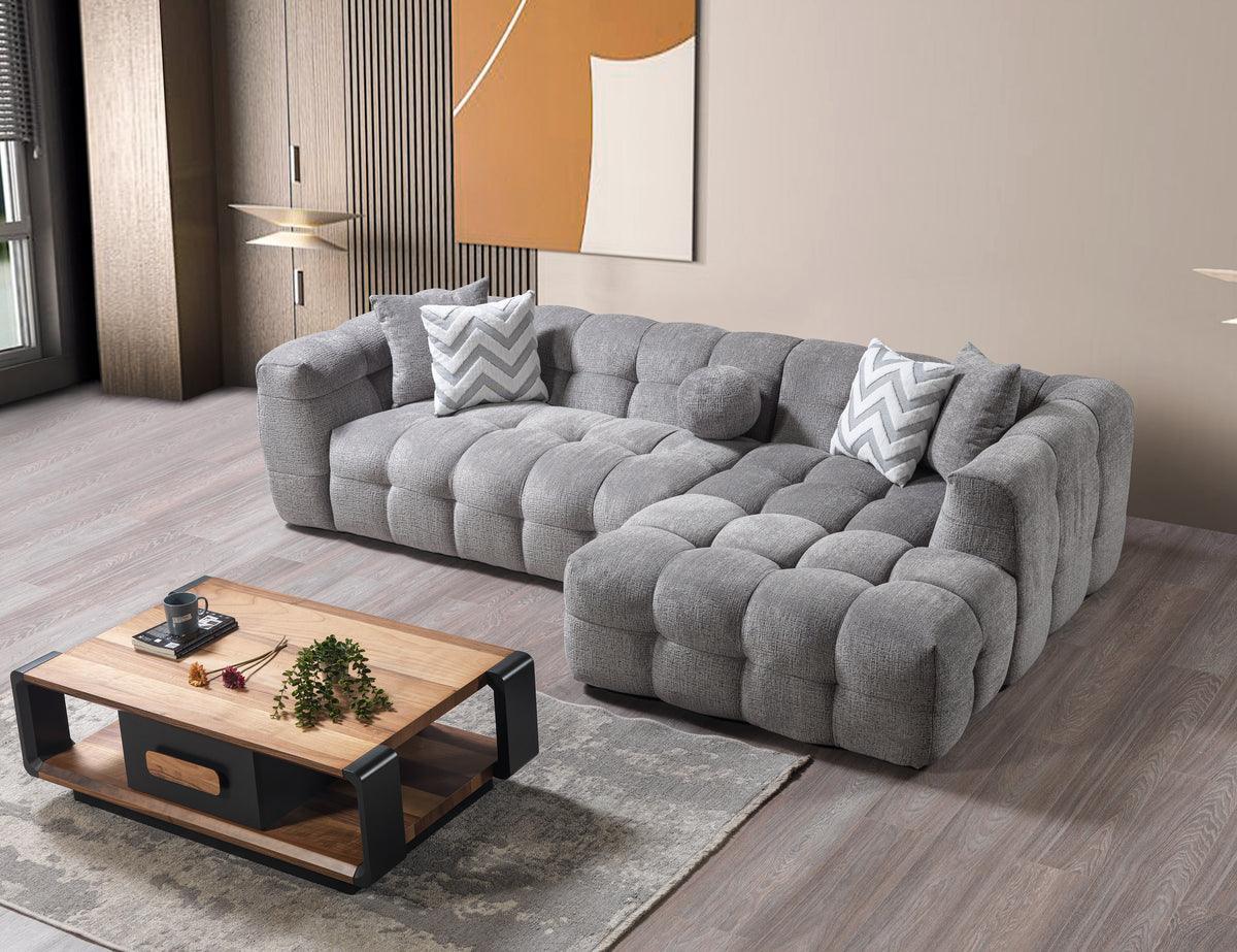 Lili Gray Boucle Raf Sectional - Ella Furniture