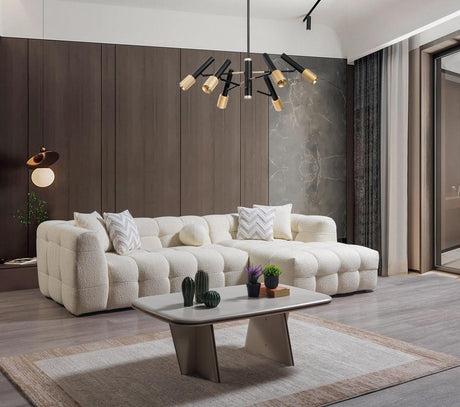 Lili Ivory Boucle Raf Sectional - Ella Furniture