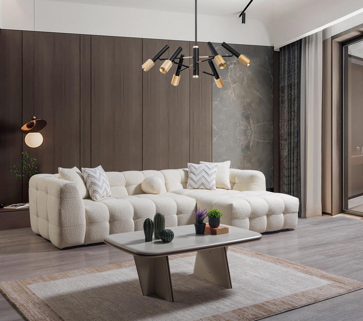 Lili Ivory Boucle Raf Sectional - Ella Furniture