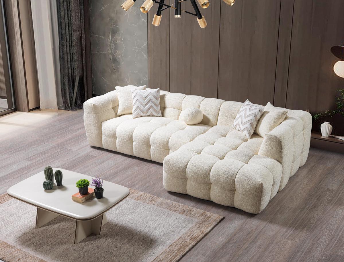 Lili Ivory Boucle Raf Sectional - Ella Furniture
