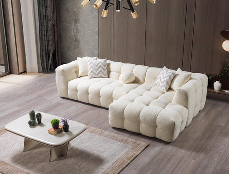 Lili Ivory Boucle Raf Sectional - Ella Furniture
