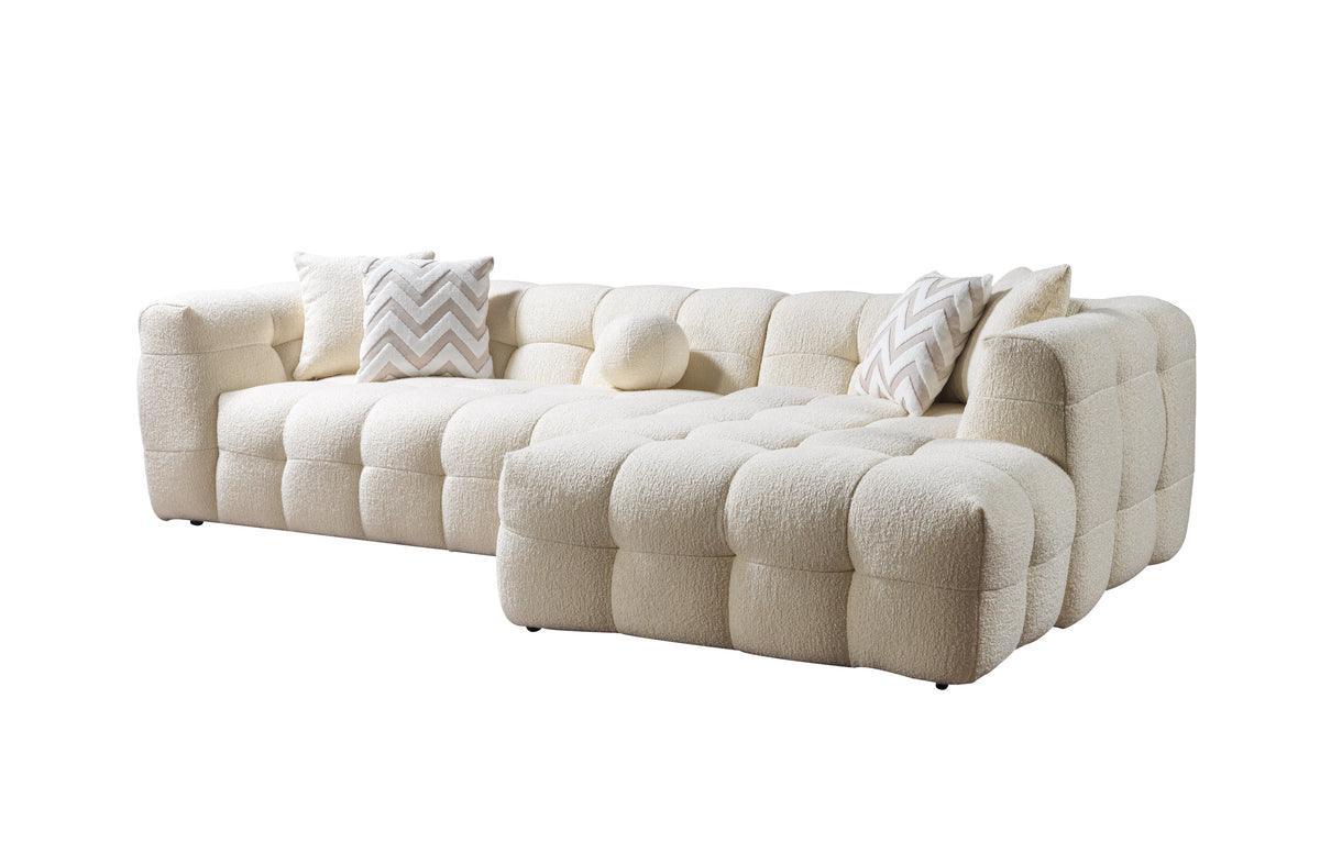 Lili Ivory Boucle Raf Sectional - Ella Furniture
