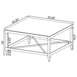 Lindley Square Coffee Table With Acrylic Legs And Tempered Mirror Top Chrome 709728 - Ella Furniture