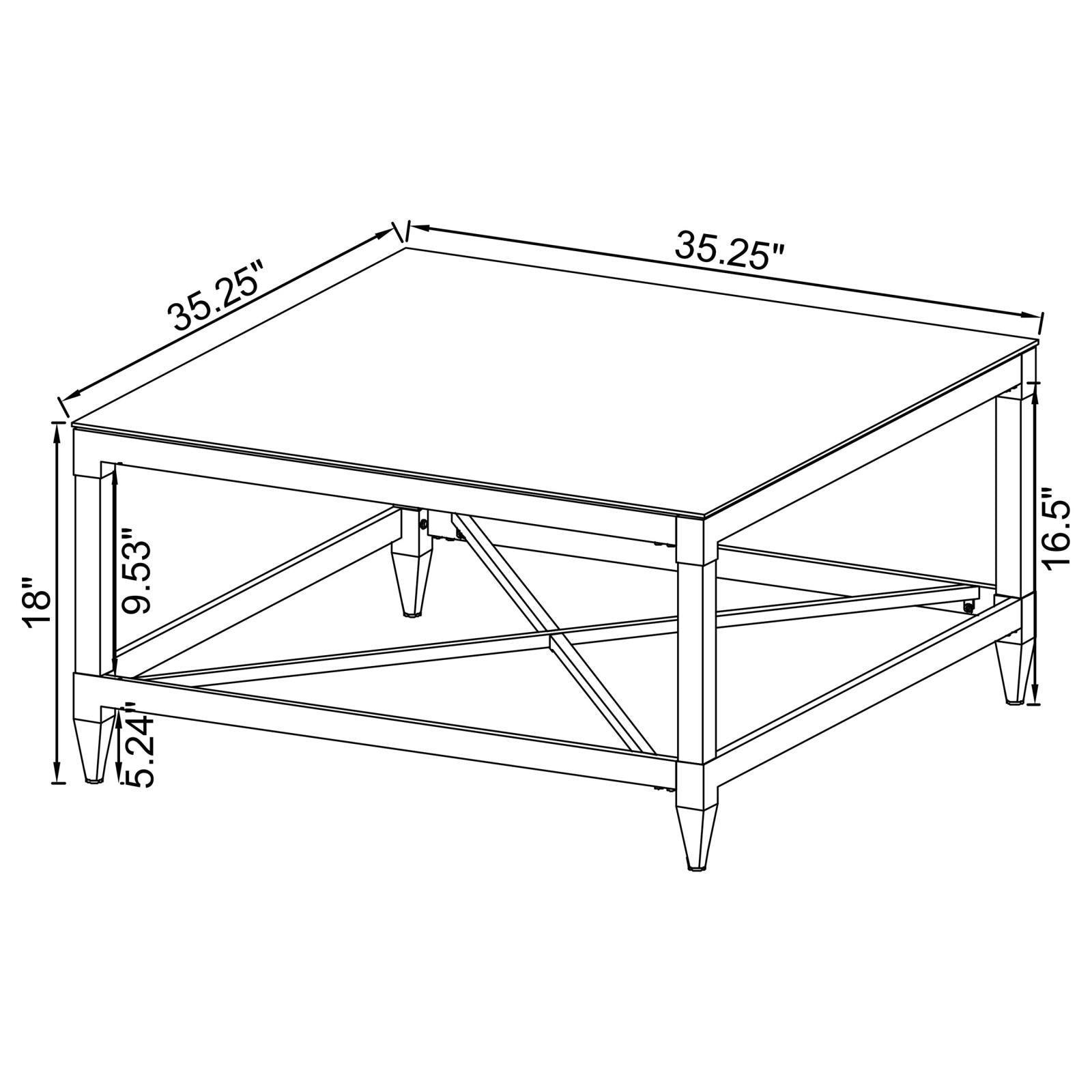 Lindley Square Coffee Table With Acrylic Legs And Tempered Mirror Top Chrome 709728 - Ella Furniture