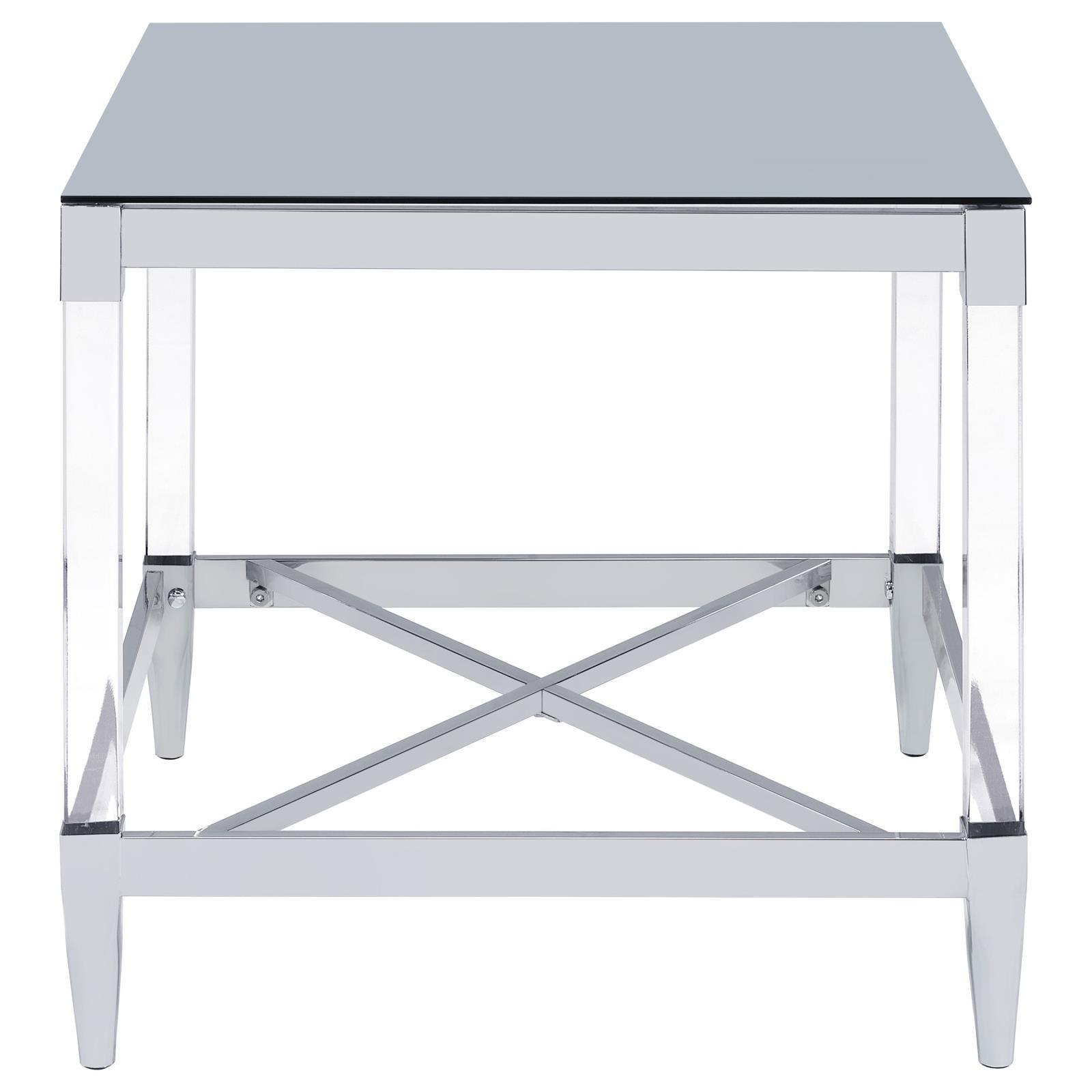 Lindley Square End Table With Acrylic Legs And Tempered Mirror Top Chrome 709727 - Ella Furniture