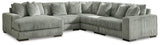 Lindyn Fog 5-Piece Sectional With Ottoman - Ella Furniture