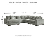 Lindyn Fog 5-Piece Sectional With Ottoman - Ella Furniture