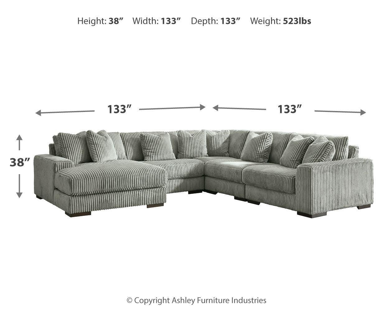 Lindyn Fog 5-Piece Sectional With Ottoman - Ella Furniture