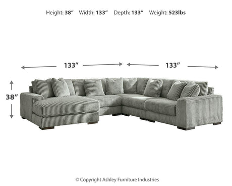 Lindyn Fog 5-Piece Sectional With Ottoman - Ella Furniture