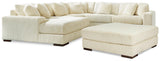 Lindyn Ivory 5-Piece Sectional With Ottoman - Ella Furniture