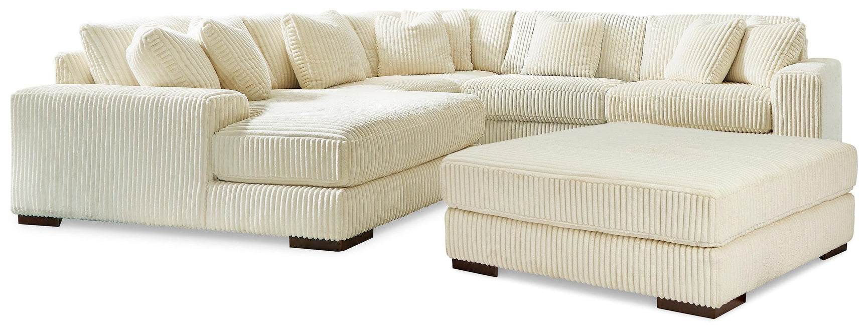 Lindyn Ivory 5-Piece Sectional With Ottoman - Ella Furniture