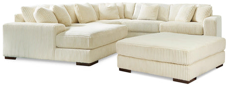 Lindyn Ivory 5-Piece Sectional With Ottoman - Ella Furniture