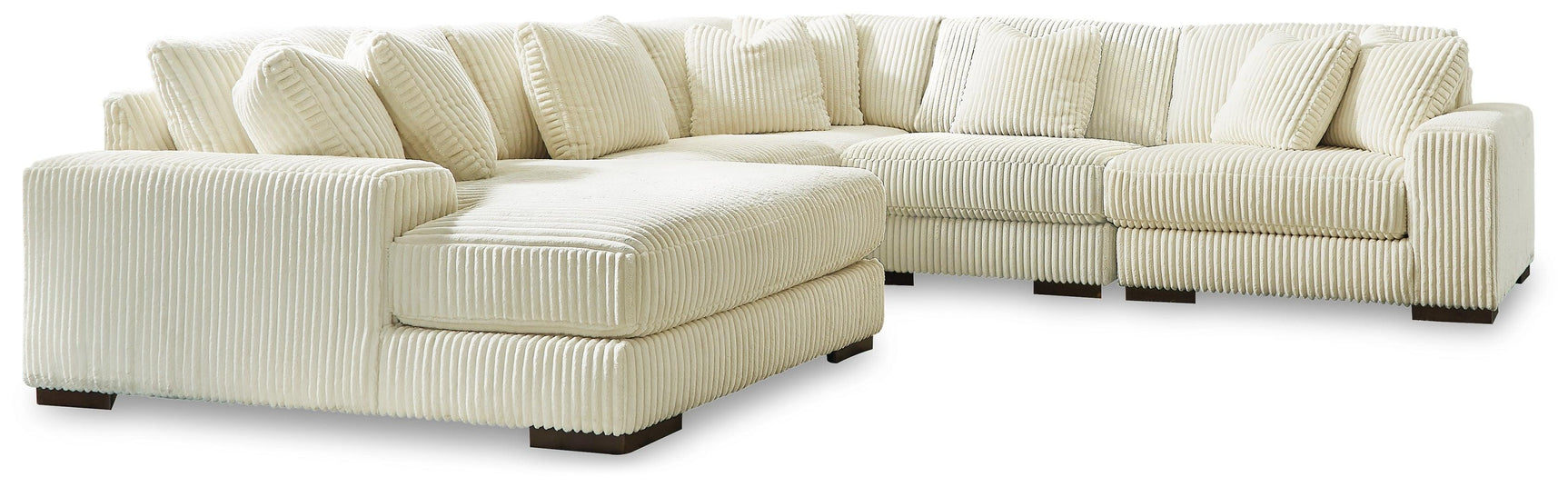 Lindyn Ivory 5-Piece Sectional With Ottoman - Ella Furniture