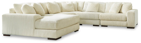 Lindyn Ivory 5-Piece Sectional With Ottoman - Ella Furniture