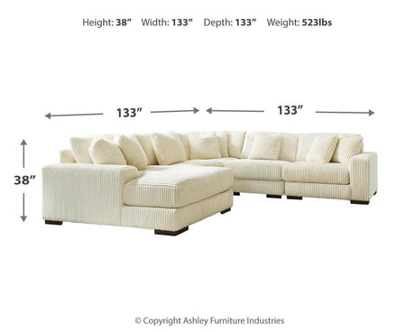 Lindyn Ivory 5-Piece Sectional With Ottoman - Ella Furniture