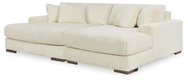 Lindyn Ivory Super Chaise - Ella Furniture