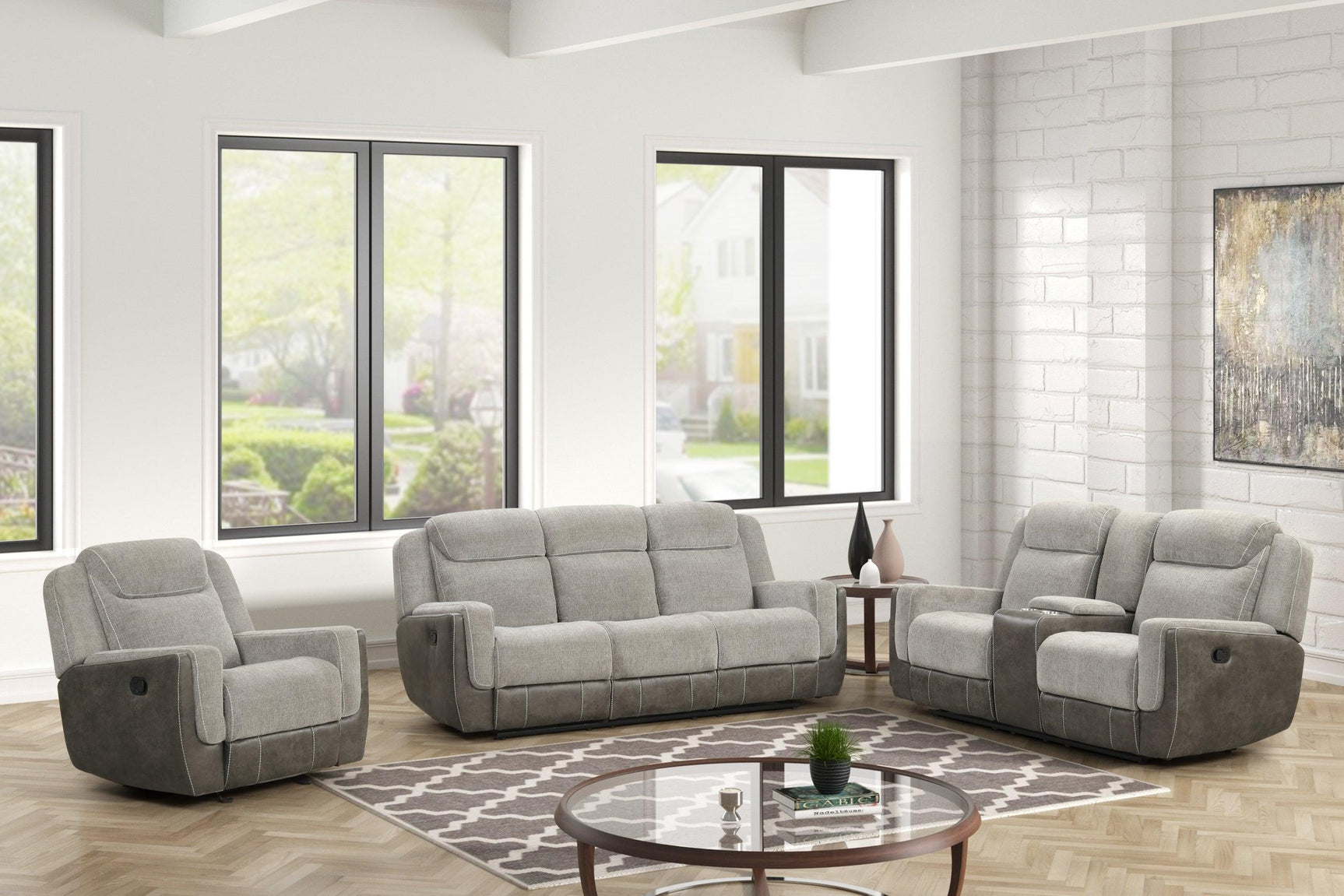 Lisa - Gray 3Pc Reclining Set - Ella Furniture