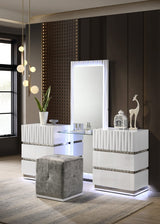 Lisbon White Contemporary Bedroom Set with Cool LED view 3