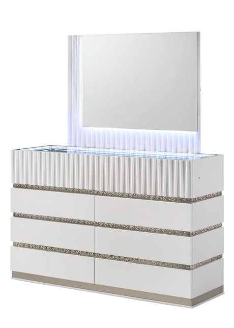 Lisbon White Contemporary Bedroom Set with Cool LED view 8