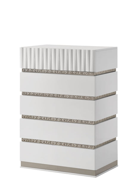 Lisbon White Contemporary Bedroom Set with Cool LED view 9