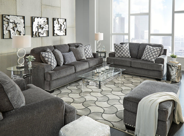 Locklin Carbon Sofa, Loveseat, Chair And Ottoman - Ella Furniture