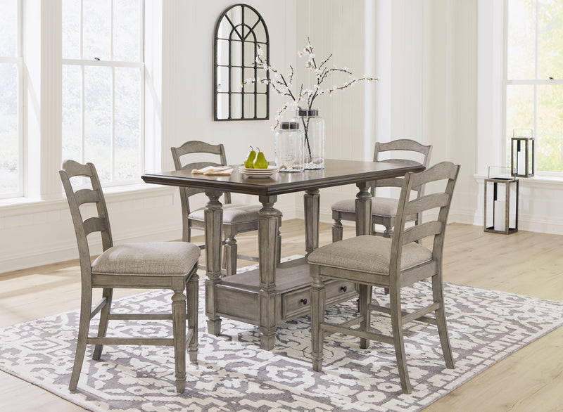 Lodenbay Antique Gray Counter Height Dining Table And 4 Barstools - Ella Furniture