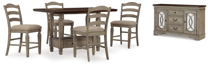 Lodenbay Antique Gray Counter Height Dining Table And 4 Barstools With Storage - Ella Furniture
