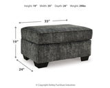Lonoke Gunmetal Chair And Ottoman - Ella Furniture