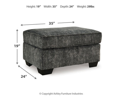 Lonoke Gunmetal Chair And Ottoman - Ella Furniture