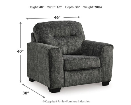 Lonoke Gunmetal Chair And Ottoman - Ella Furniture